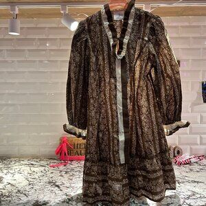 Floral Stripe Ruffle Trim Mini Dress  • Two tone  • V-neck with contrast ruffle